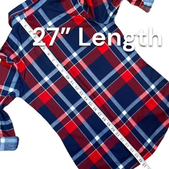 Polly & Ester Red Plaid Flannel Fitted Shirt Sz M - Picture 9 of 11
